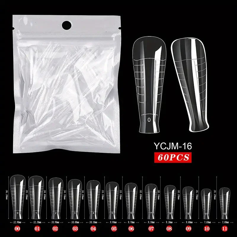 60Pcs/lot Extension False Nails Art Tips Acrylic Fake Finger UV Gel Polish Mold SculptedFullCover PressonManicures Supplies Tool