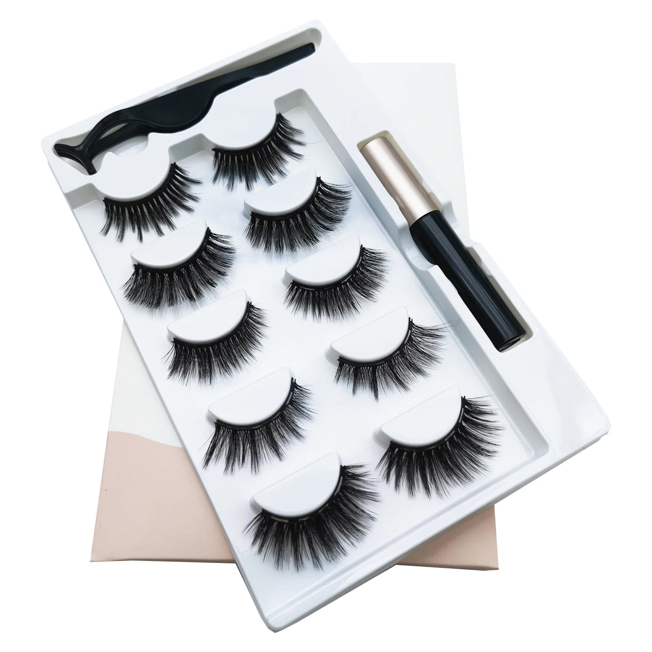5 pairs of magnetic eyelashes, 8D manual eyelashes, eyeliner pen false eyelashes, durable manual eyelash makeup tools