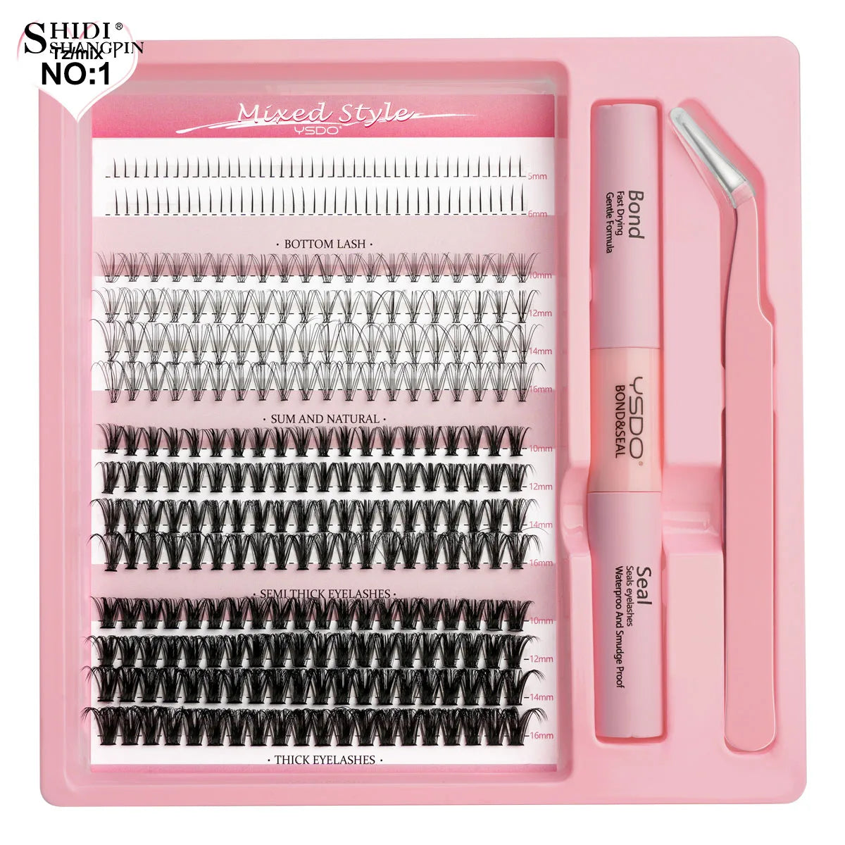 14/32 Rows Individual Lashes Kit Cluster Eyelash Diy Lash Extension Kit Cluster Lashes With Bond and Seal Glue Remover tweezer