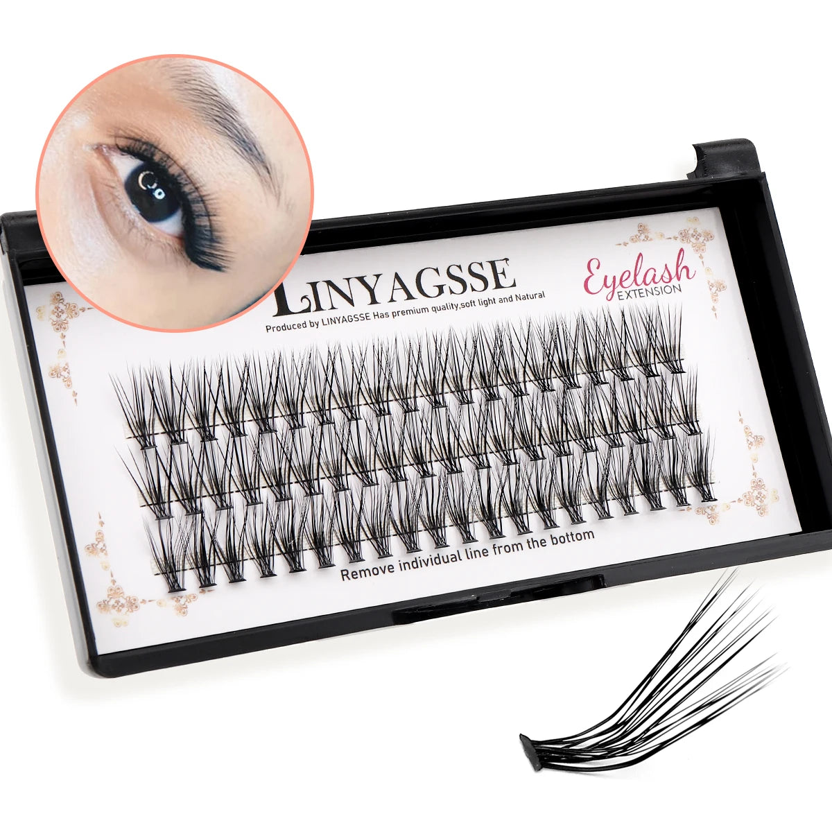LINYAGSSE LN2350 L Curl Super Cluster Eyelash Extension Natural Mink Eyelash Individual Lashes Makeup Tools Cilias Volume
