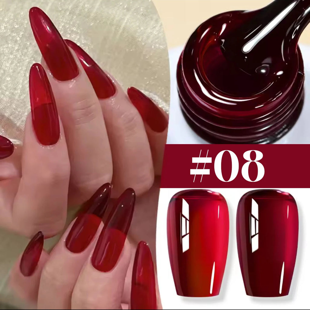 10ml 1-30pcs Jelly Nude Clear Black Gel Polish Translucent Pink Milky White Nail Gel Manicure UV LED Semi Permanent Nail Polish