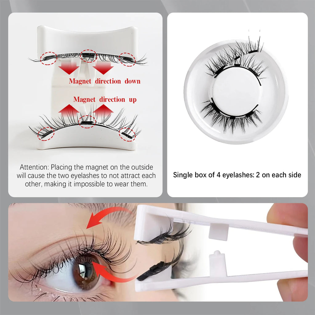 Magnetic Eyelashes 3Pcs Magnets No Glue Need Magnetic Lashes Private Label Soft Magnetic Eyelash Kit