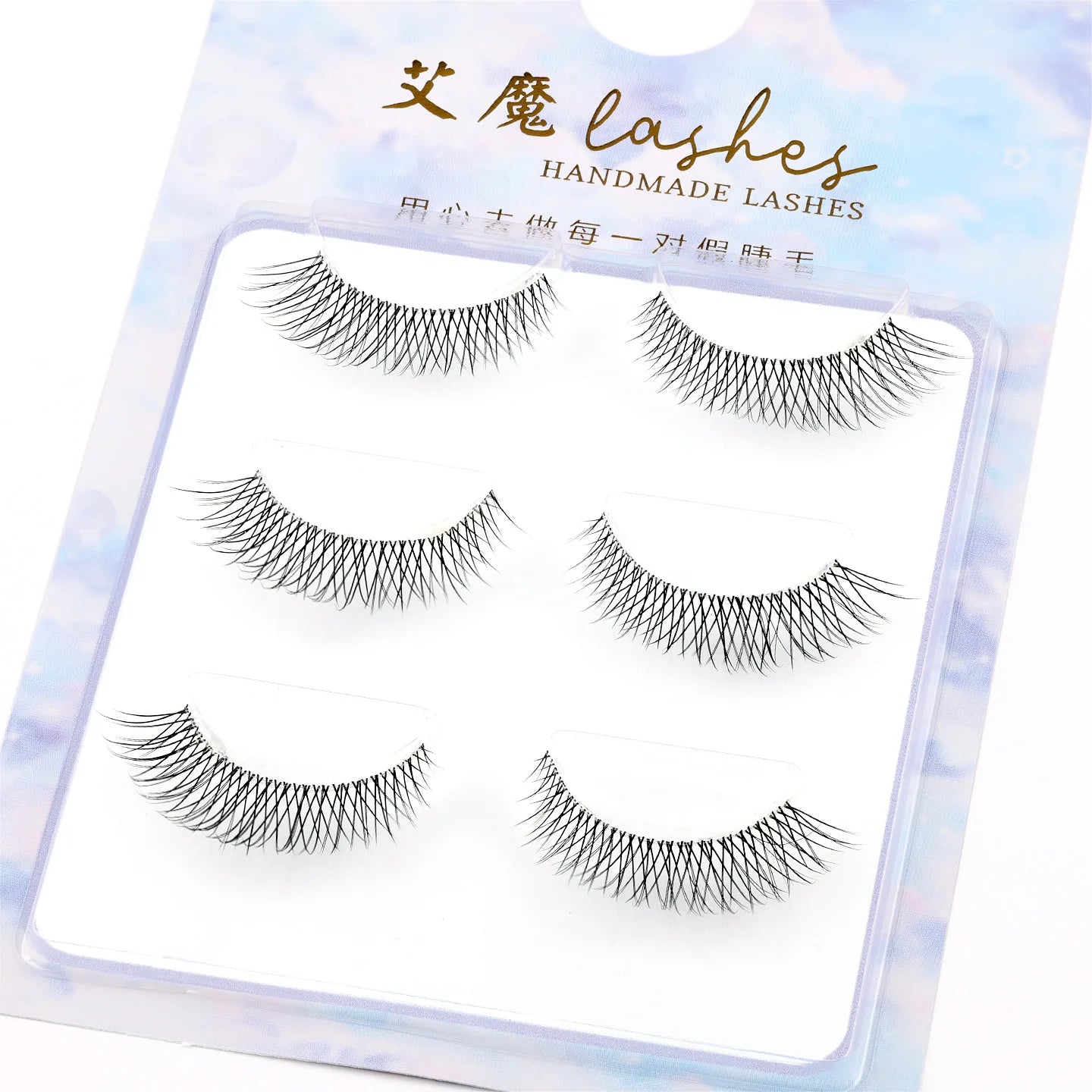 3pairs short Mink Lashes 3D Mink Eyelashes Invisible Band Natural Black Mink False Eyelash Full Strip cilios posticos Reusable