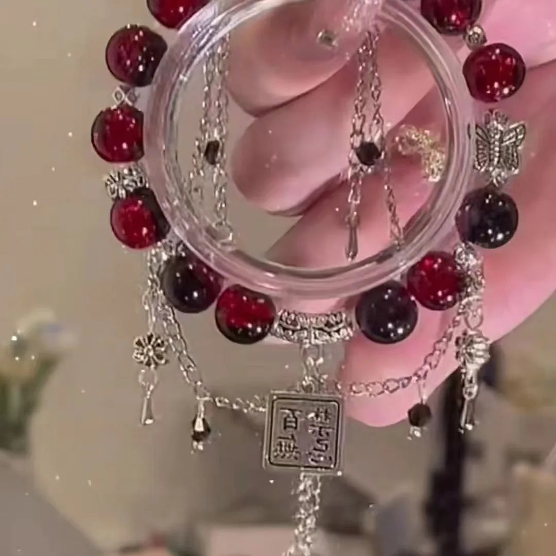 Chinese Style Tassel Beaded Bracelet for Women Retro Butterfly Pendant Charm Bracelets Temperament Bangles Fashion Jewelry Gifts