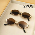 2PCS  Vintage Punk Style Sunglasses  Retro Round Metal Frame Women Sun Glasses Fashion Eyewear