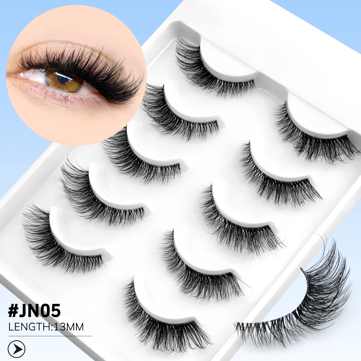 LASVIREY Cat Eye Lashes Natural Fluffy False Eyelashes Soft Wispy Natural Long Faux Mink Lashes Clear Band Lashes Extension