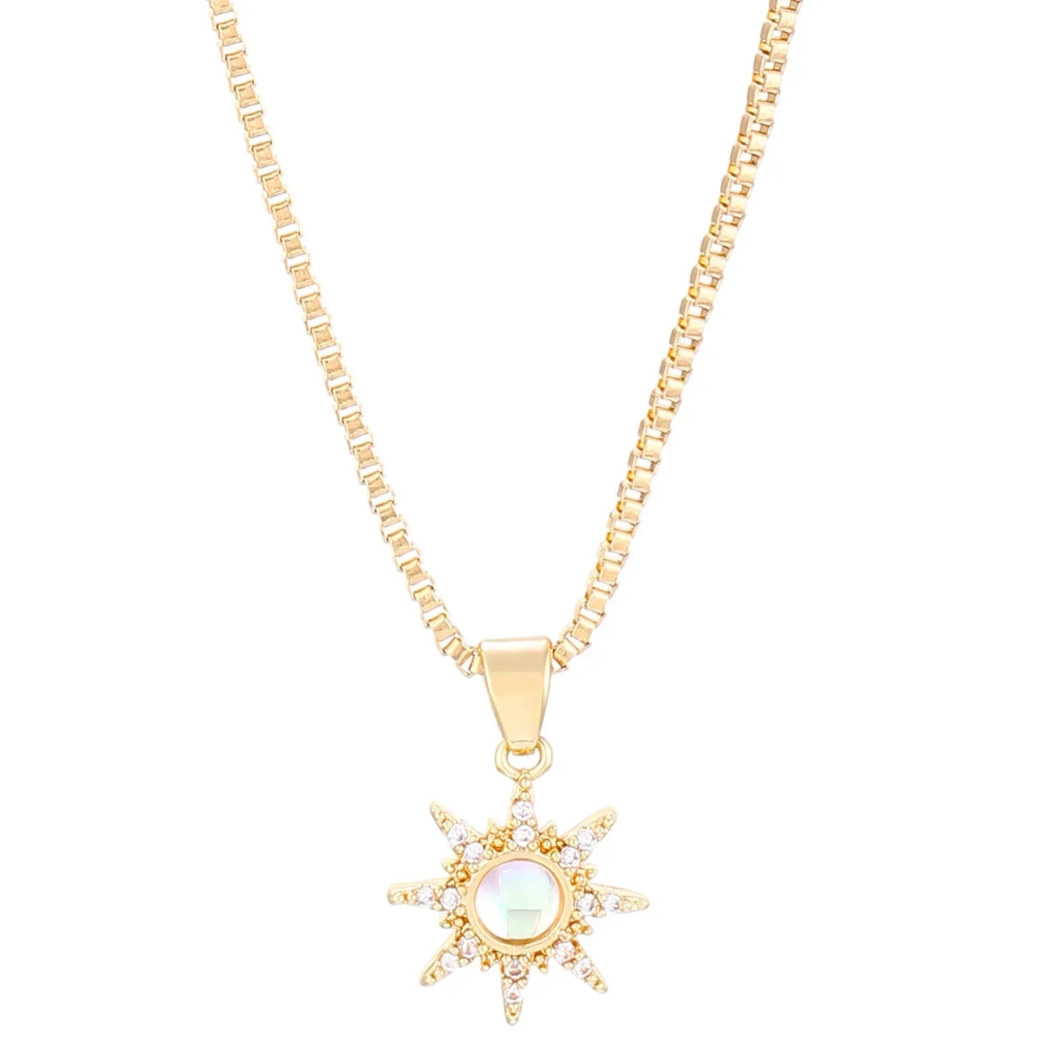 LATS Fashion Luxury Inlaid Zircon Planet Moon Pendant Necklace for Women Girl Butterfly Water Drop Clavicle Chain Charm Jewelry