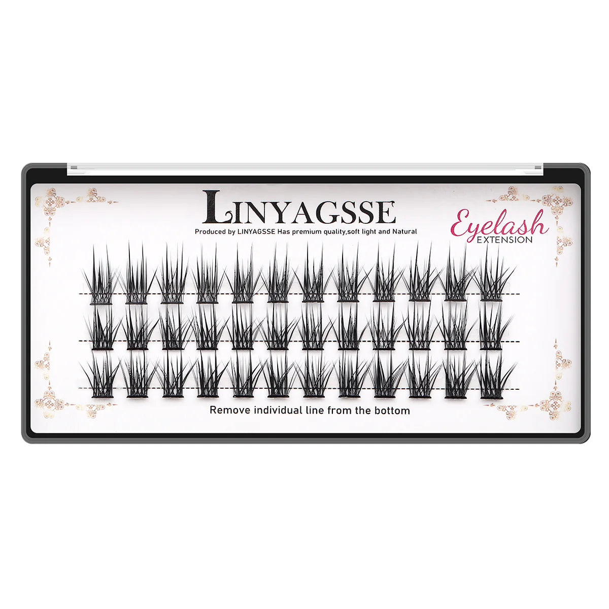LINYAGSSE LN2350 L Curl Super Cluster Eyelash Extension Natural Mink Eyelash Individual Lashes Makeup Tools Cilias Volume