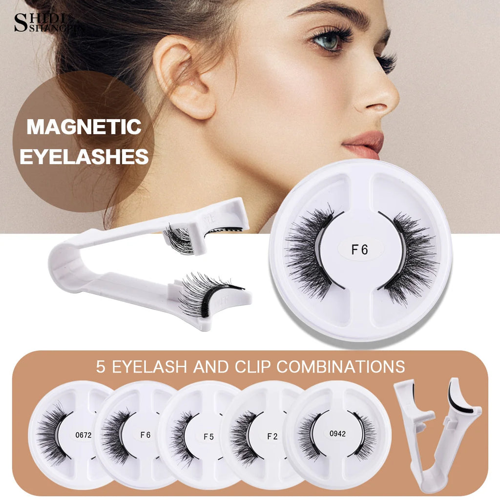 5 pairs 3D Magnetic Lashes Kit With Tweezers Natural Curler Soft Magnetic False Eyelashes No Glue Needed Fluffy Reusable Make Up