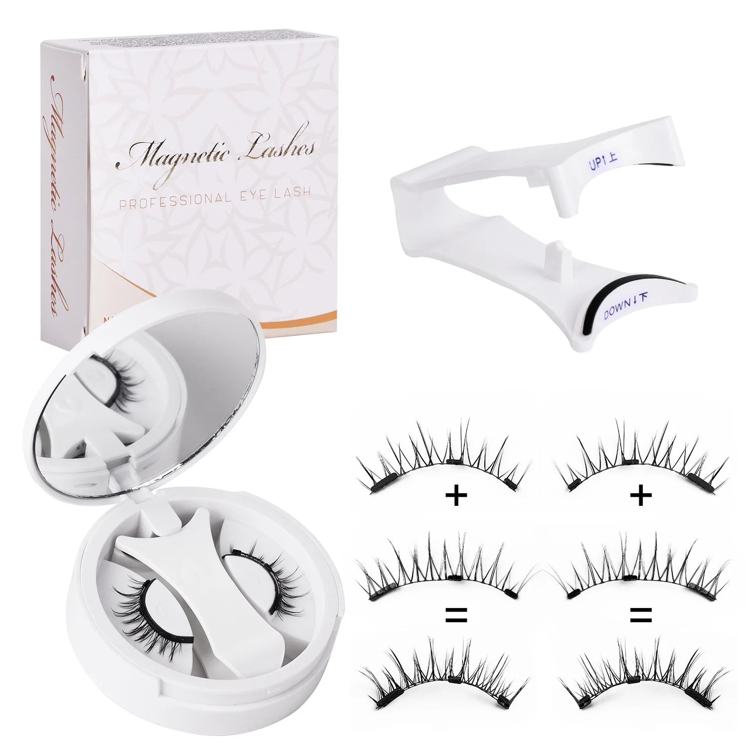 Magnetic Eyelashes Set Reusable Easy to use Eyelash Extension Tools Natural Curler False Eyelashes With Magnetic Tweezers