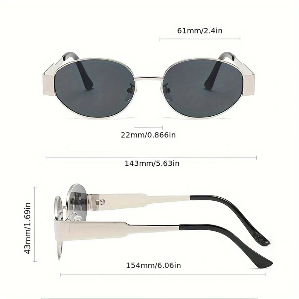 2PCS  Vintage Punk Style Sunglasses  Retro Round Metal Frame Women Sun Glasses Fashion Eyewear