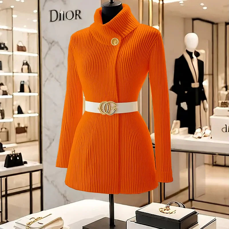 Unique Super Good-Looking Slim Celebrity Ladies Chic Sweater Tops 2025 Autumn Winter New Knitted Sweater Women's Outer Wear - Azara