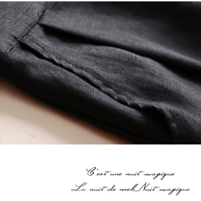 Spring Summer Cotton Linen Wide-leg Pants for Women Loose Casual Thin Nine-point Pants Comfortable Female Trousers - Azara