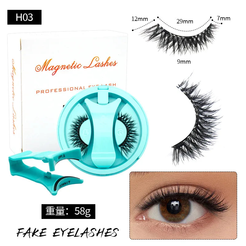 Magnetic Fake Eyelashes Set Reusable 3D Glue-free Waterproof Natural False Eyelashes With Travel-friendly Applicator