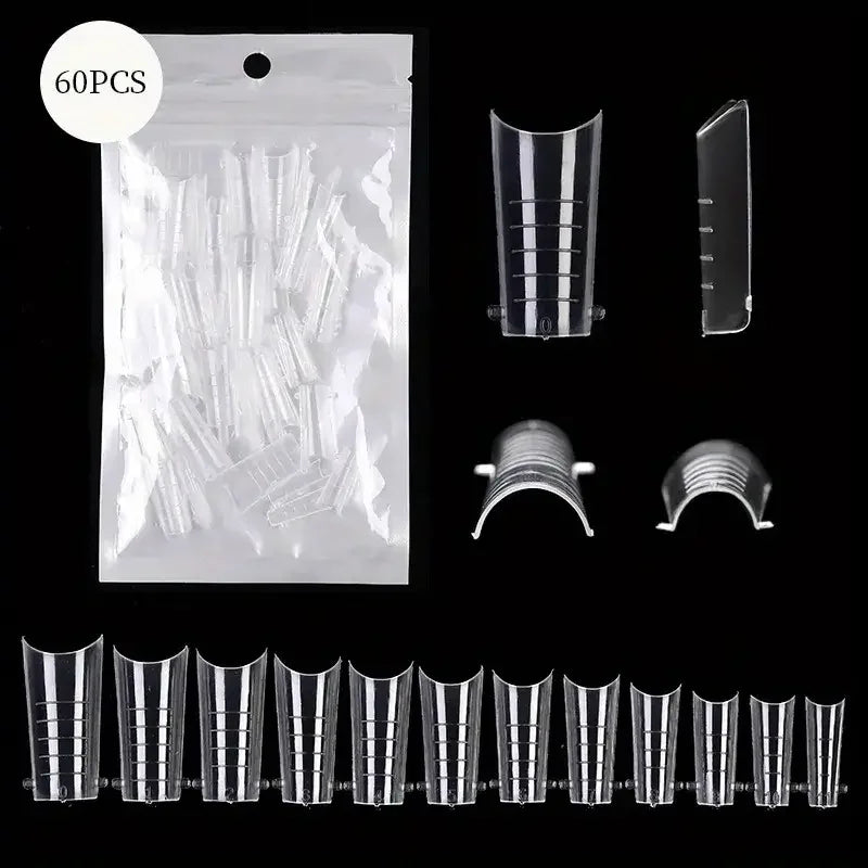 60Pcs/lot Extension False Nails Art Tips Acrylic Fake Finger UV Gel Polish Mold SculptedFullCover PressonManicures Supplies Tool