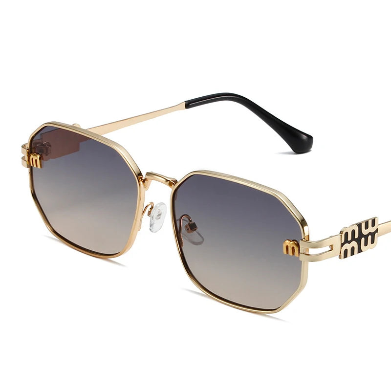 High Quality Rectangle Sunglasses Fashion Brand Designer Vintage Glasses Metal Frame Eyewear UV400 Gafas De Sol Mujer 308393