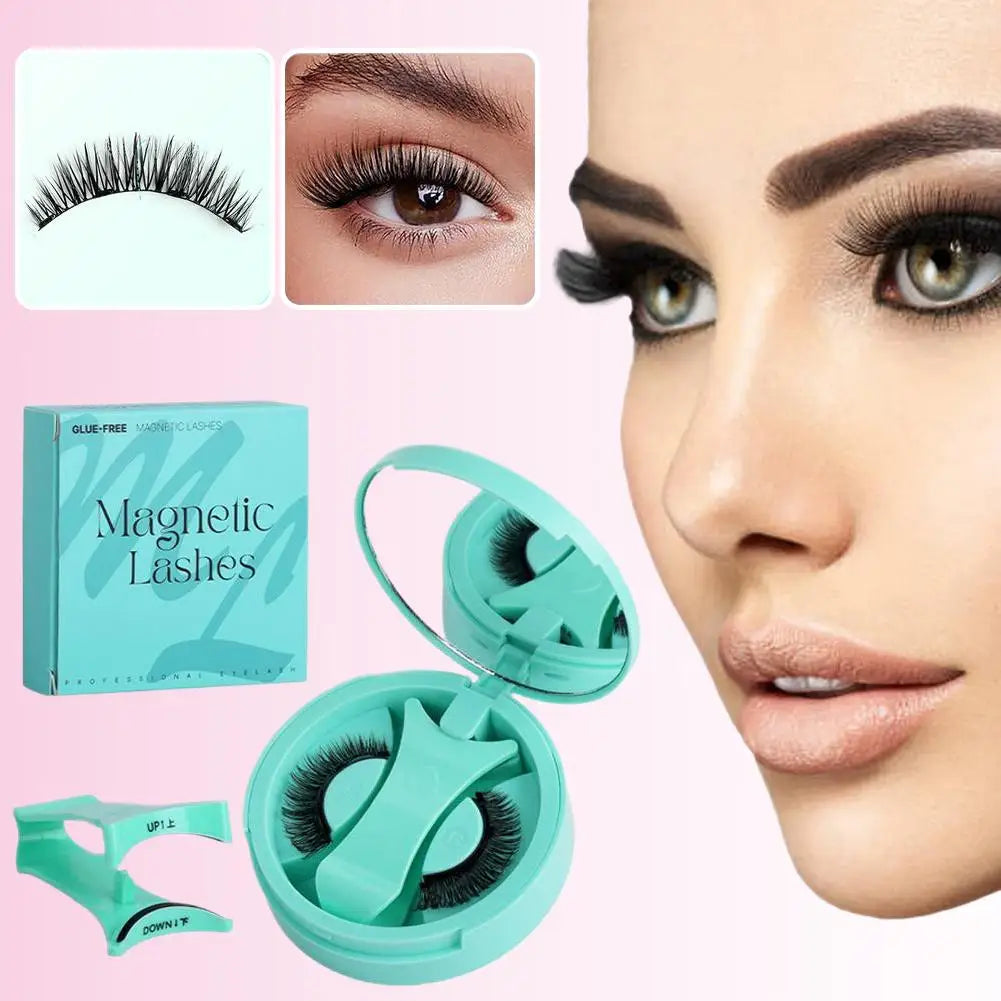 Magnetic Fake Eyelashes Set Reusable 3D Glue-free Waterproof Natural False Eyelashes With Travel-friendly Applicator