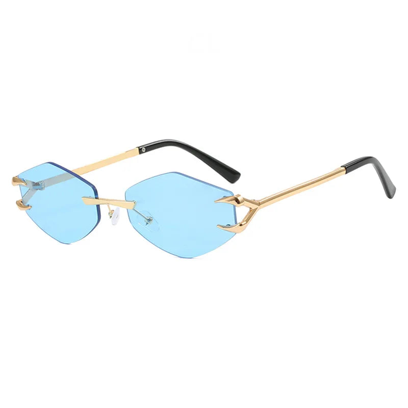 Rimless Diamond Sunglasses Square Women Men Retro Sun Glasses Brand Designer Eyewear UV400 Shades Oculos Female Gafas