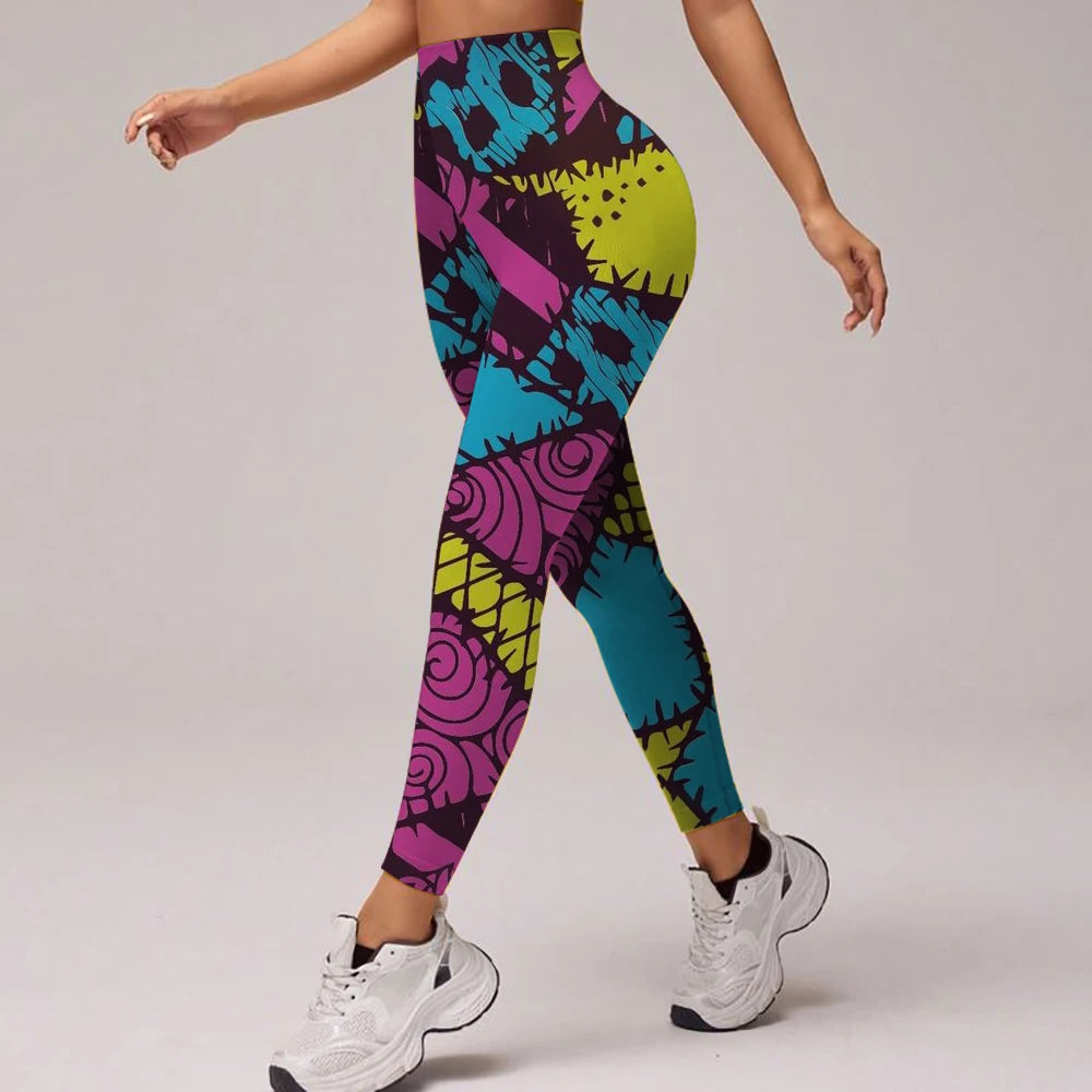 Summer High-Waisted Yoga PantsThe Nightmare Before Christmas Workout Leggings for Running Cycling Gym Fitness