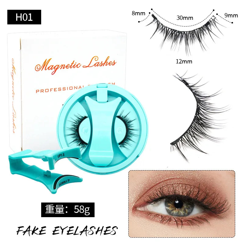 Magnetic Fake Eyelashes Set Reusable 3D Glue-free Waterproof Natural False Eyelashes With Travel-friendly Applicator