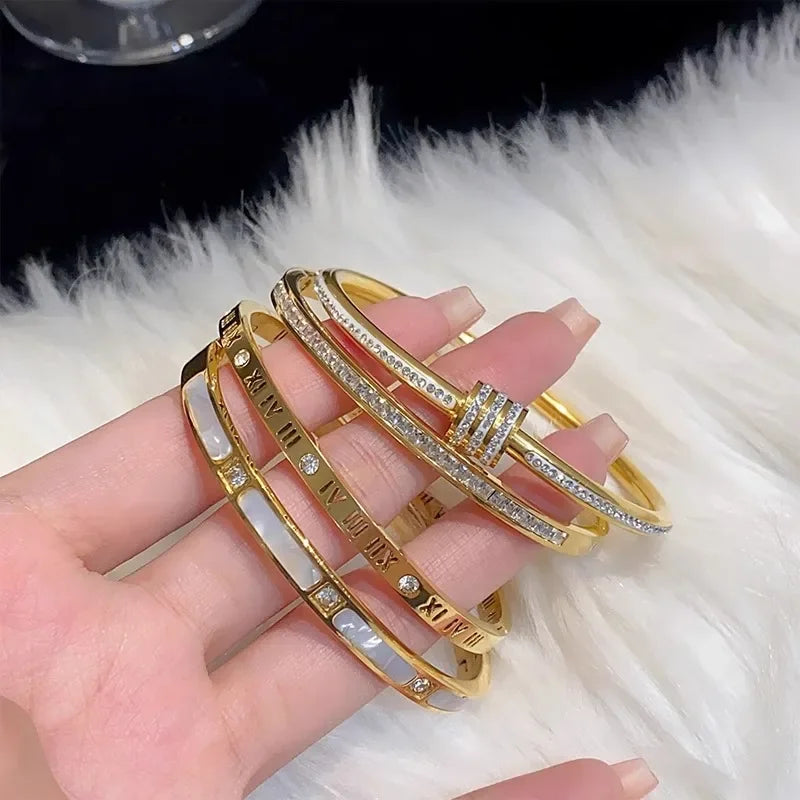 Gold Color Stainless Steel Colorfast Bracelets Skyful Star Bracelets Set for Women Fashion Light Luxury Jewelry Gifts Wholesale