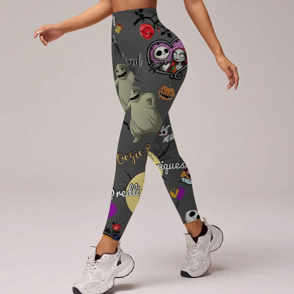 Summer High-Waisted Yoga PantsThe Nightmare Before Christmas Workout Leggings for Running Cycling Gym Fitness