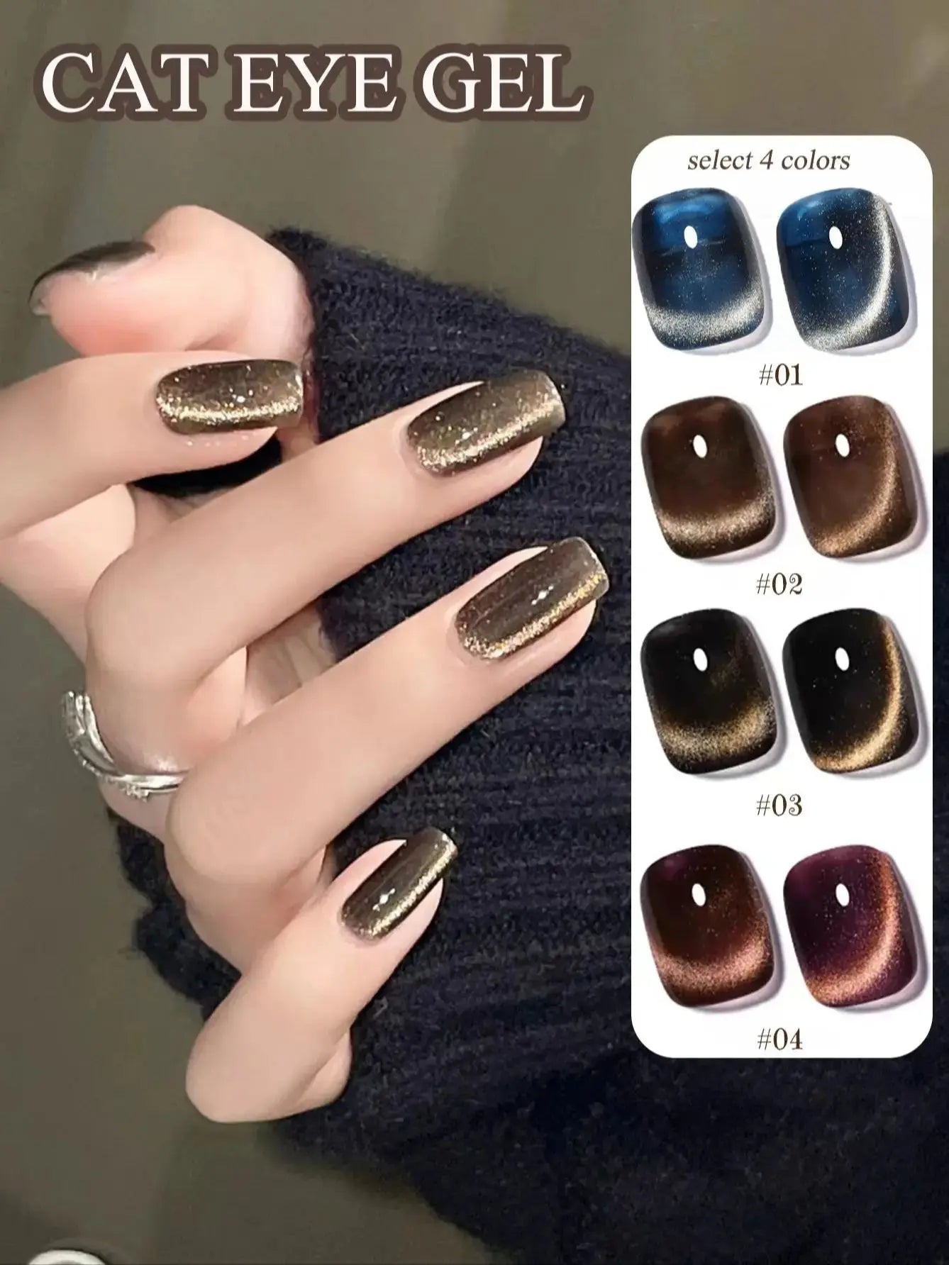 WS Black Glass Cat Magnetic Gel Nail Polish Punk Style Nail Art Manicure Varnis Semi Permanent Gel for Winter Nail Supplies