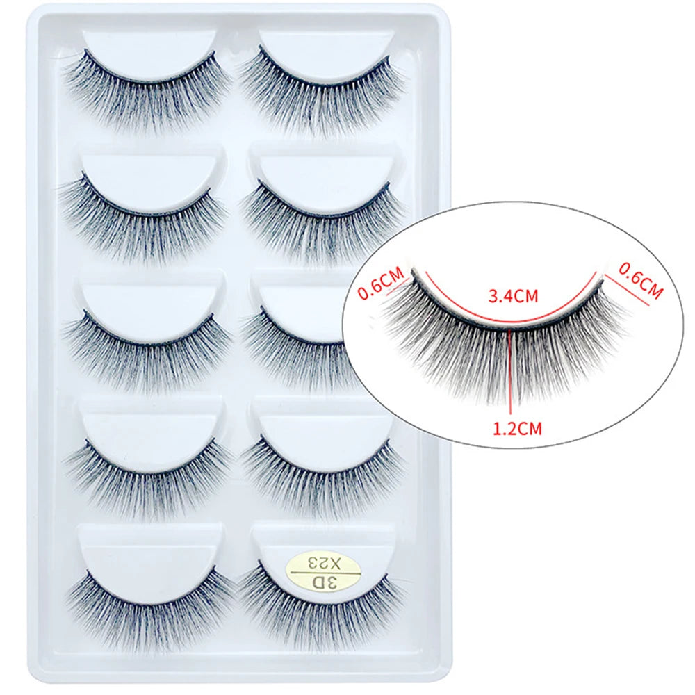 3D Mink False Eyelashes 5 Pairs Fluffy Volume Wispy Lashes Natural Looking  Strip Clusters for Party Daily Natural Nude Makeup