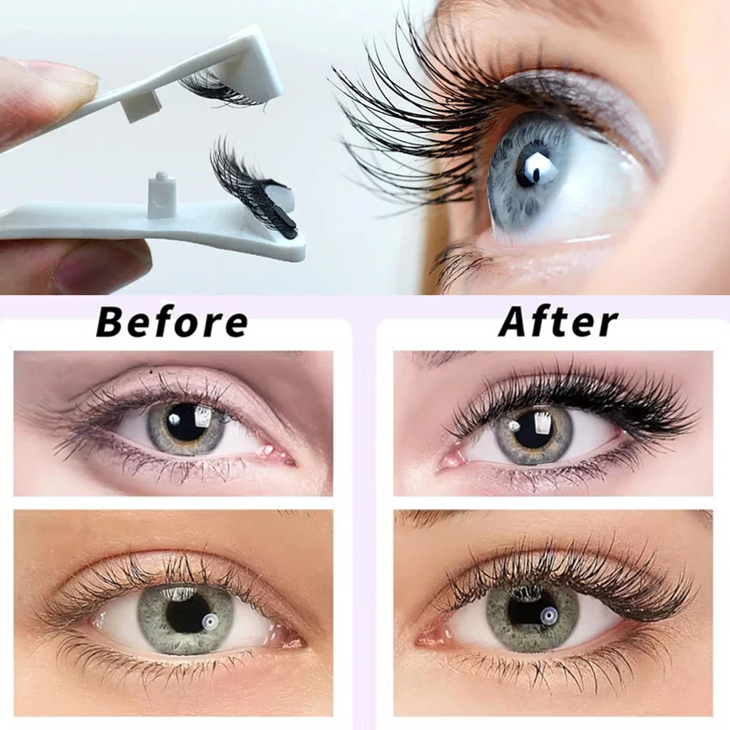 2 Pairs  Quantum Magnetic Eyelashes Soft Magnet Lashes Glue-free false Eyelashes with Special Tweezers