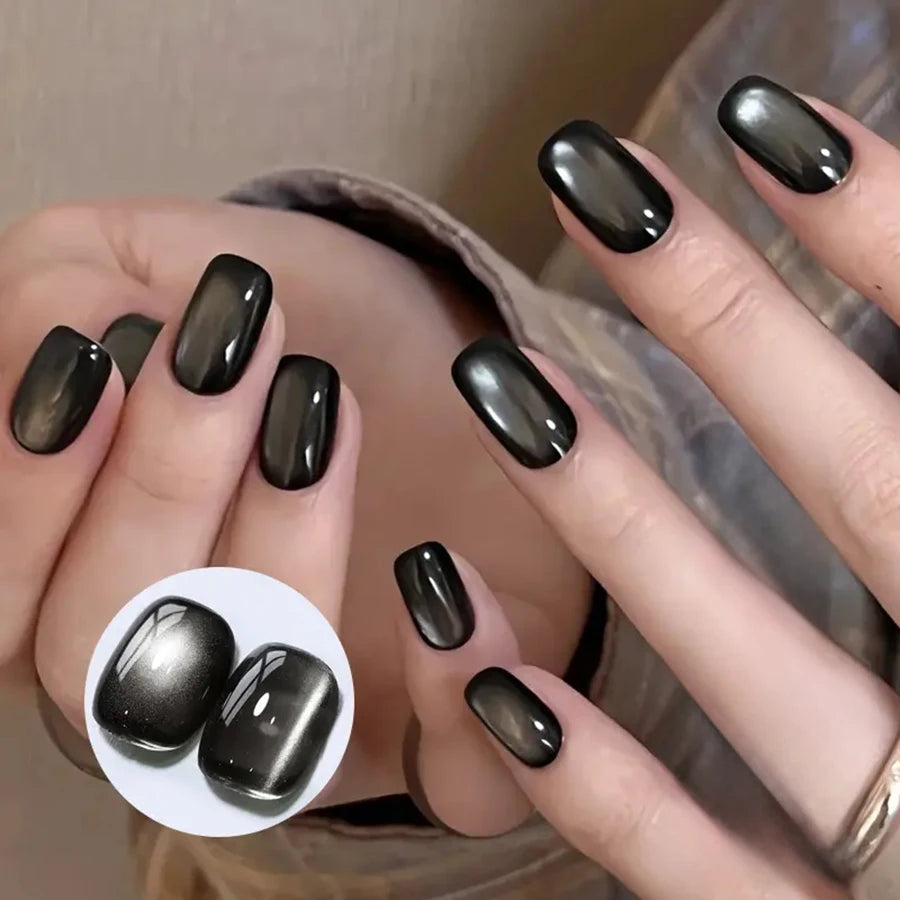 WS Black Glass Cat Magnetic Gel Nail Polish Punk Style Nail Art Manicure Varnis Semi Permanent Gel for Winter Nail Supplies