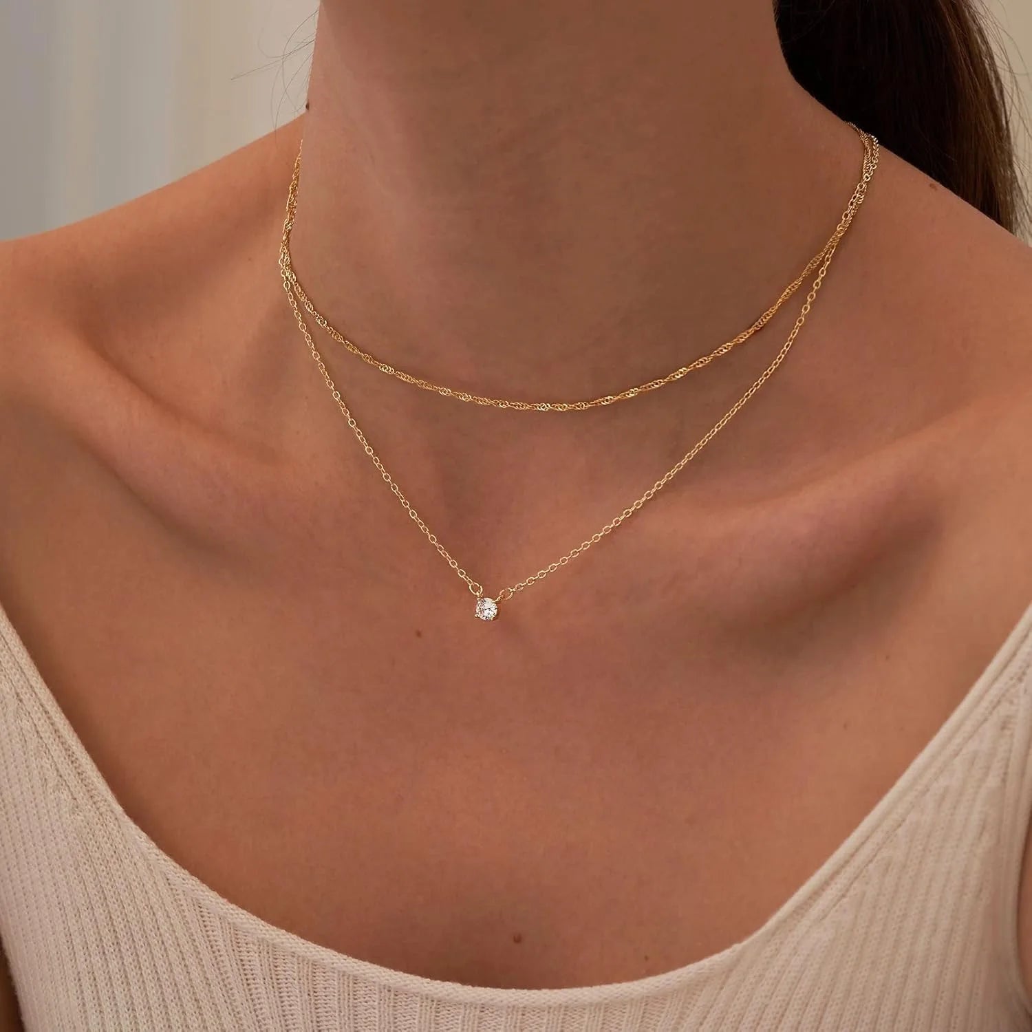 Diamond Necklaces for Women K Gold/Sterling Silver Choker Necklace Simple Gold Plated Jewelry Necklaces for Women Gifts