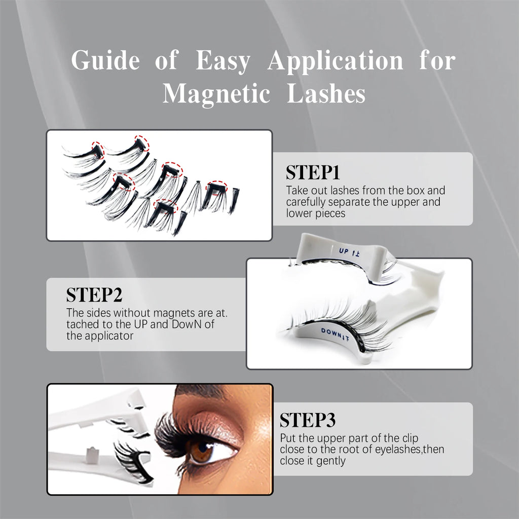 Magnetic Eyelashes 3Pcs Magnets No Glue Need Magnetic Lashes Private Label Soft Magnetic Eyelash Kit