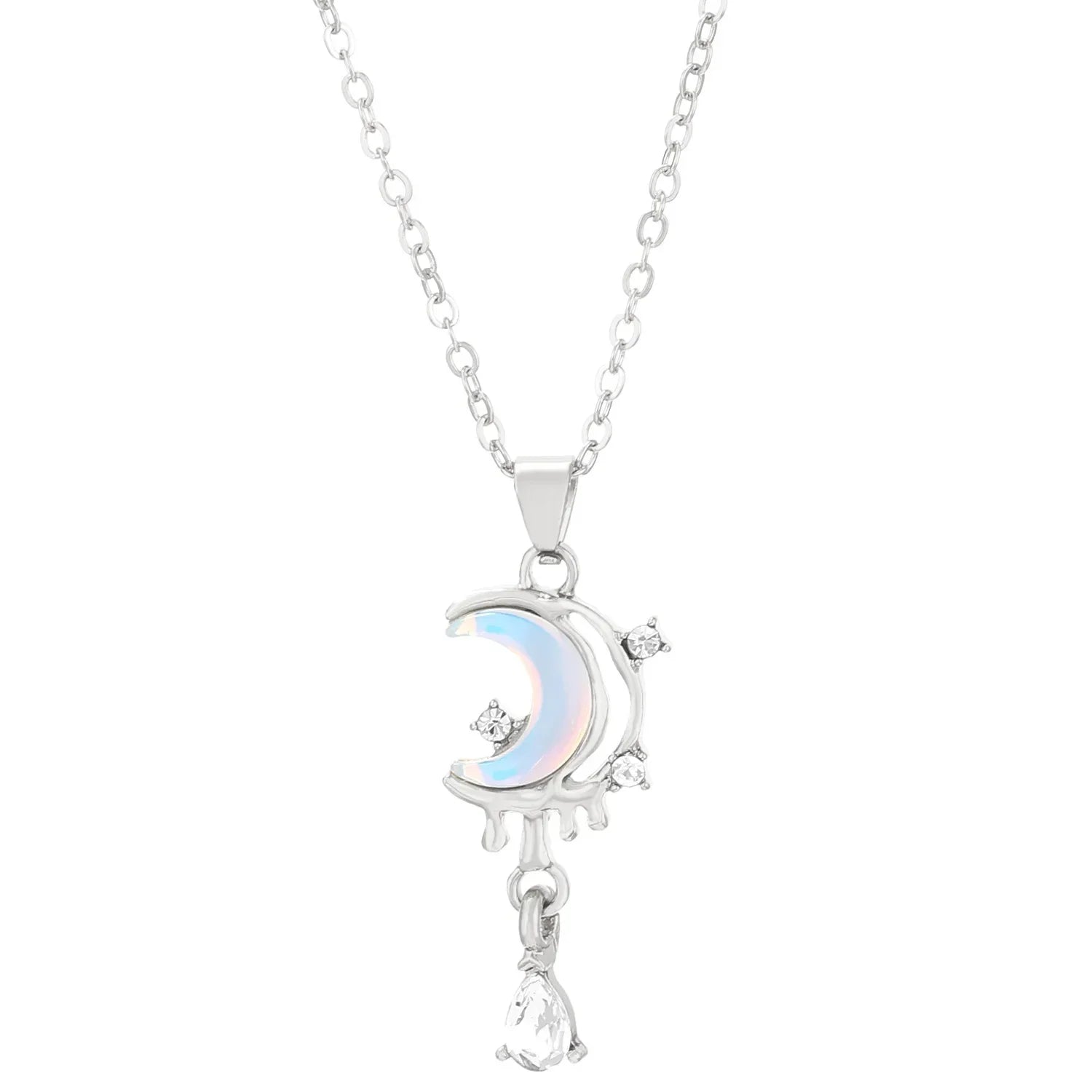 LATS Fashion Luxury Inlaid Zircon Planet Moon Pendant Necklace for Women Girl Butterfly Water Drop Clavicle Chain Charm Jewelry