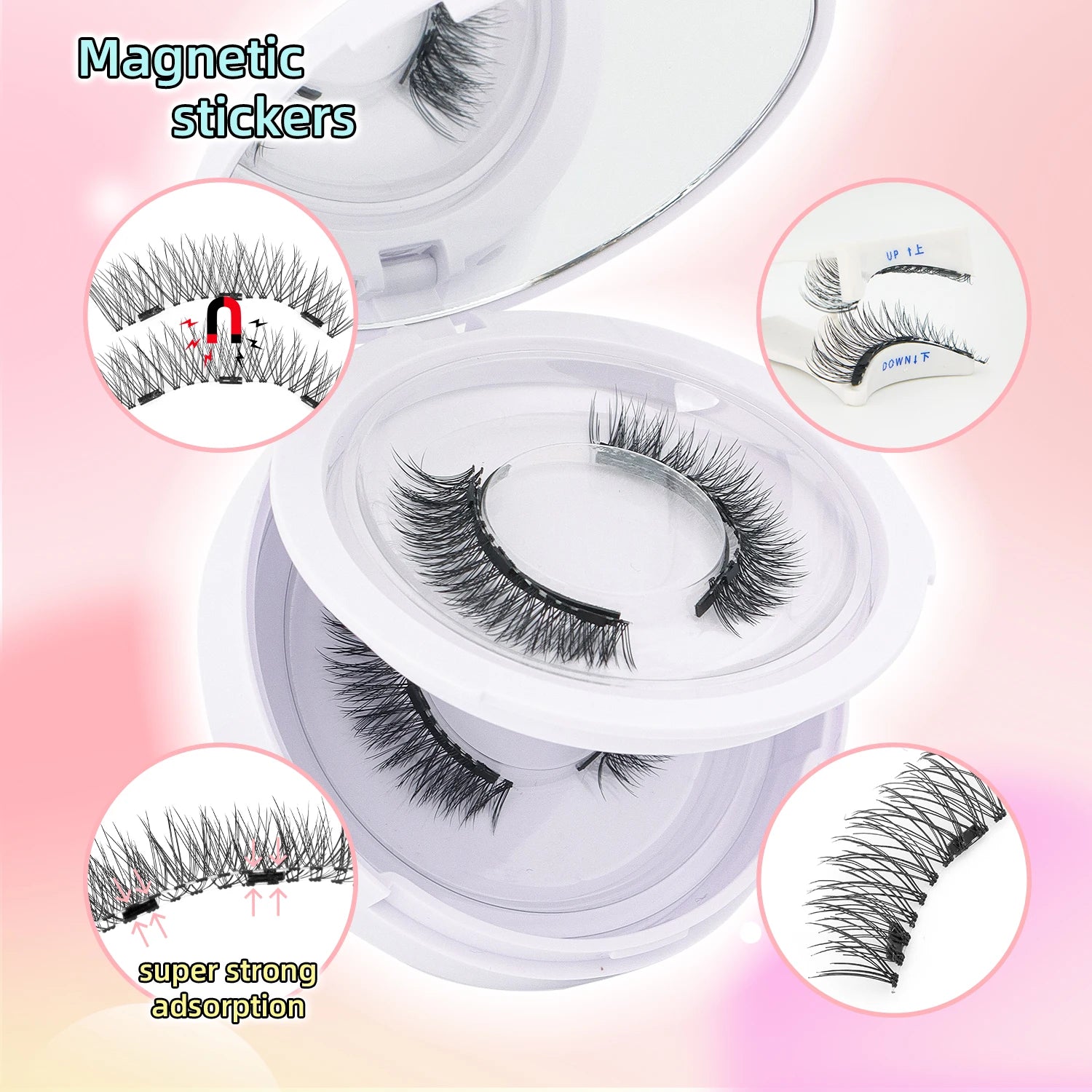 2 Pairs Magnetic Eyelashes with Applicator Reusable Soft Magnetic Eyelashes Natural Look No Glue Needed Lashes Kit Easy to Wear