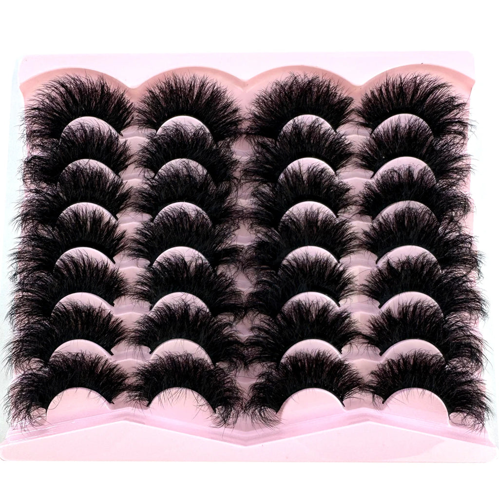 New 14 Pairs 25mm 3d Mink Lashes Bulk Faux Dramatic Volume Lashes Wispy Natural Mink Lashes Pack Long Wholesales False Eyelashes