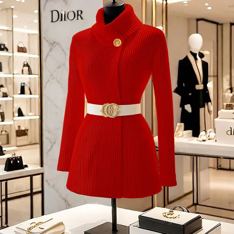 Unique Super Good-Looking Slim Celebrity Ladies Chic Sweater Tops 2025 Autumn Winter New Knitted Sweater Women's Outer Wear - Azara