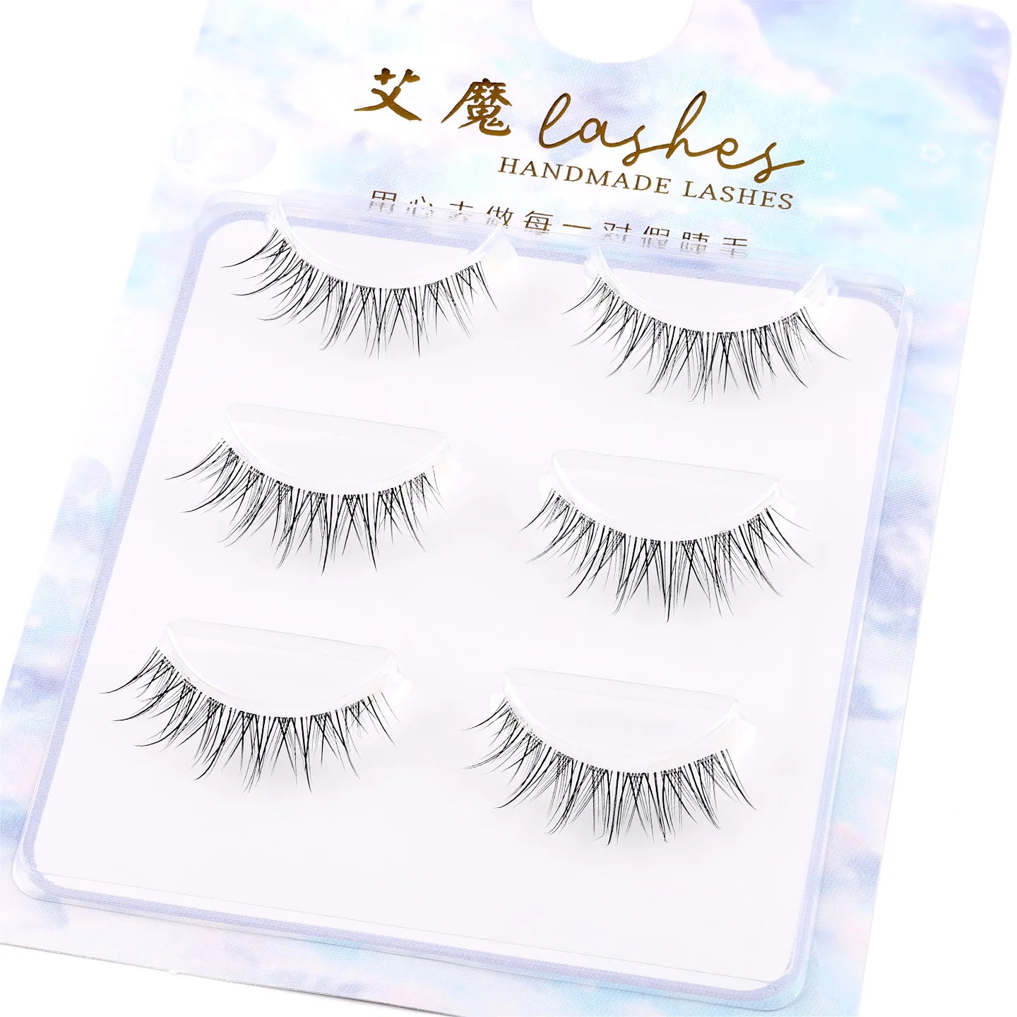 3pairs short Mink Lashes 3D Mink Eyelashes Invisible Band Natural Black Mink False Eyelash Full Strip cilios posticos Reusable