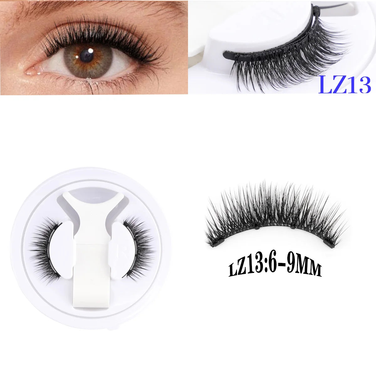 2Pairs Magnetic Fake Lashes Kit 3D Magnet Band Wispy Soft Natural Fluffy Reusable False Mink Eyelashes No Glue Needed Make Up