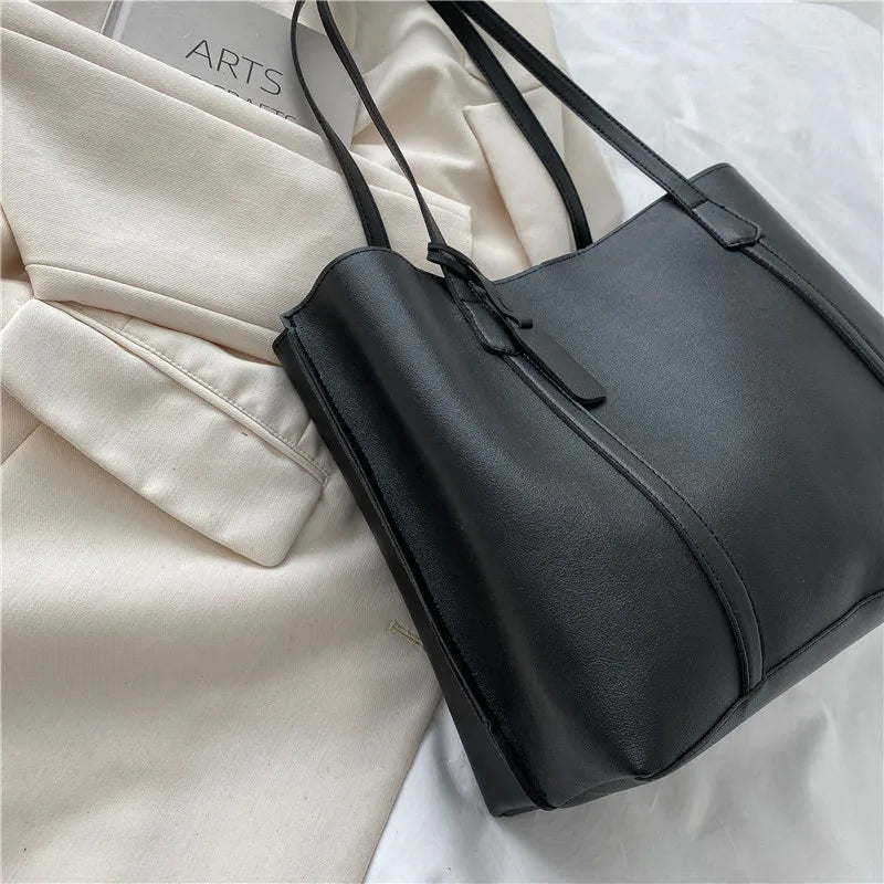 Large Capacity Women's Bag, New Soft Leather Tote Bag, Casual and Versatile Single Shoulder Bags for Woman Korean Style Handbags