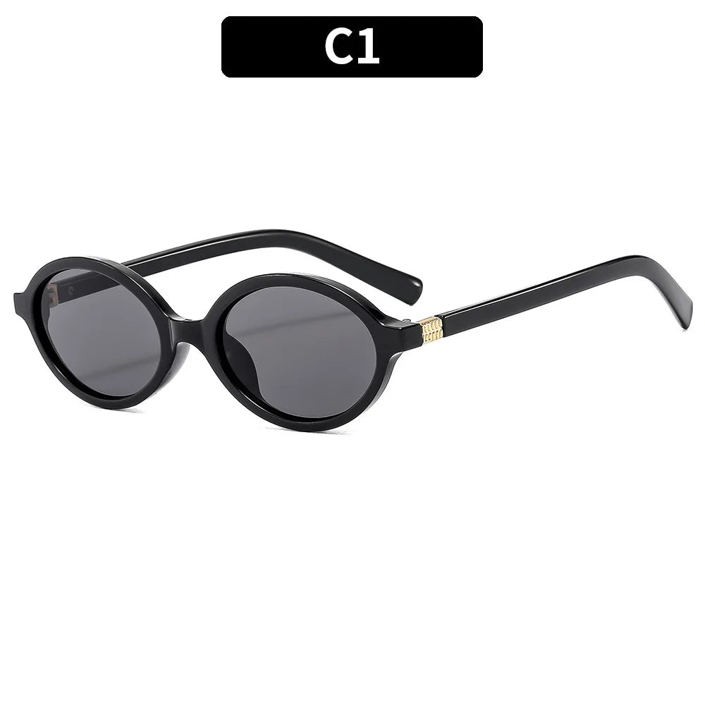 New Oval sunglasses For women Fashion Brand Black Small Frame Sun Glasses Female Retro Clear Lenses Eyewear Lady Trendy UV400