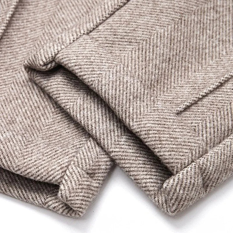 Woolen Herringbone Harem Pencil Elastic High Waist Korean Fashion Women's Pants Casual Office Lady Trousers Suit Pants For Women