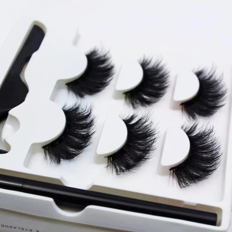 3 pairs of magnetic eyeliner pencil sets, with thick false eyelashes, easy to apply and difficult to take off makeup
