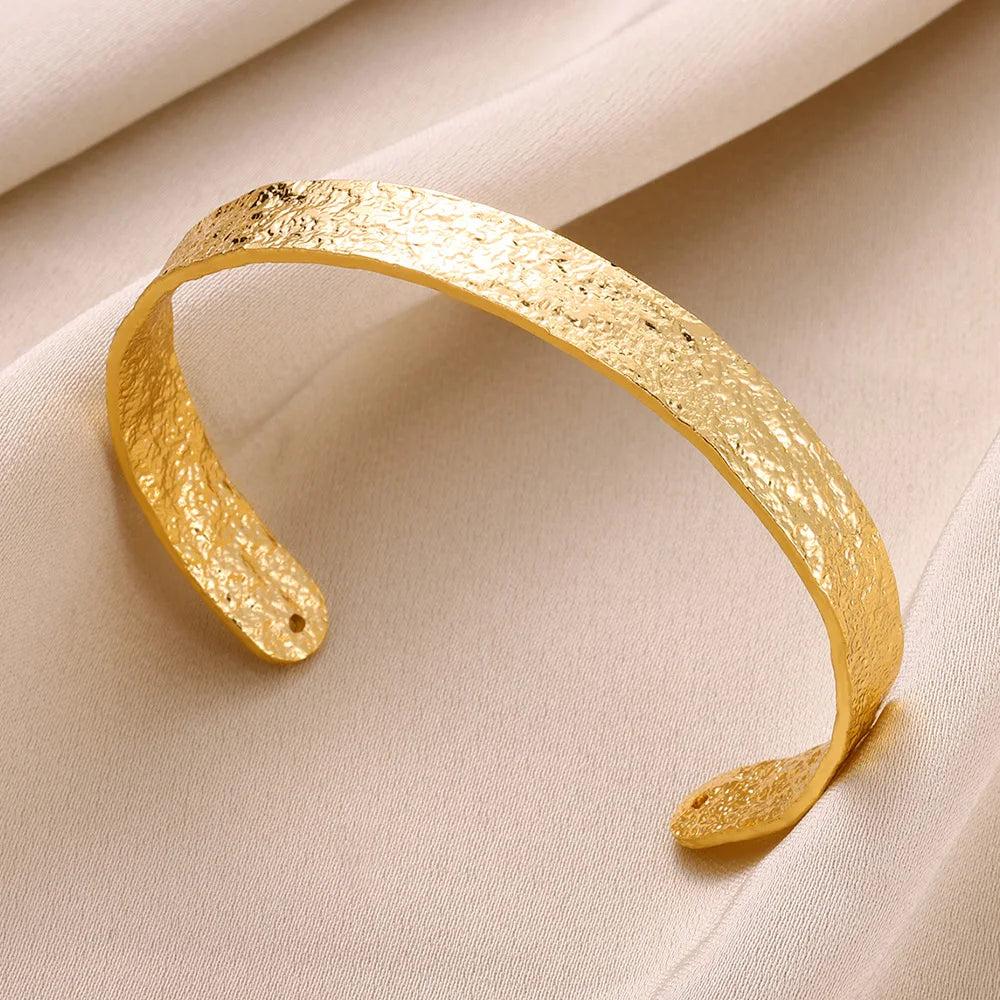 Vintage Irregular Bracelet For Women Stainless Steel Gold Color Open Cuff Bangles Exquisite Luxury Jewelry Gift pulseras bijoux