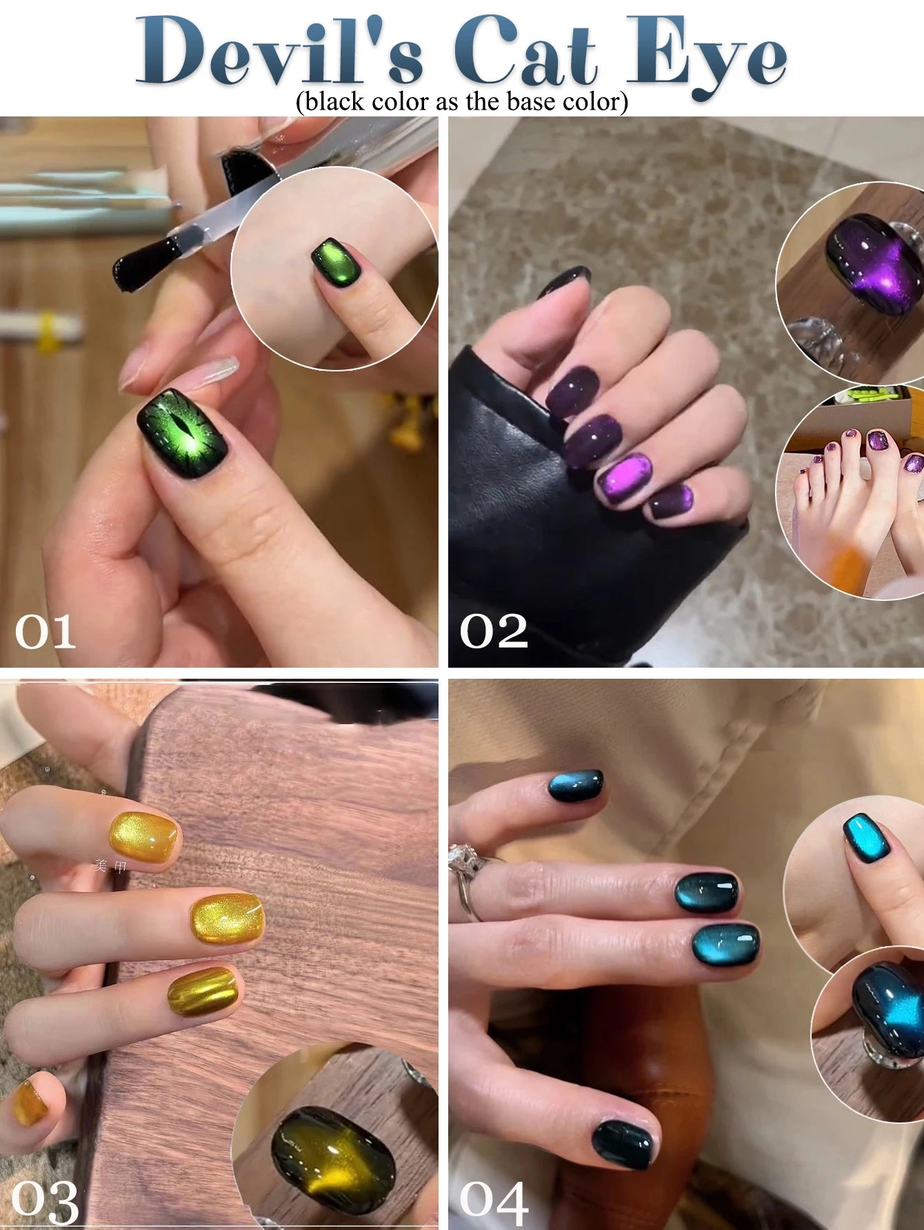 1-24pcs WS Autumn Winter Blue Black Red Glass Bead Crystal Cat Eye Gel Nail Polish New Whitening High Density Sparkling Nail