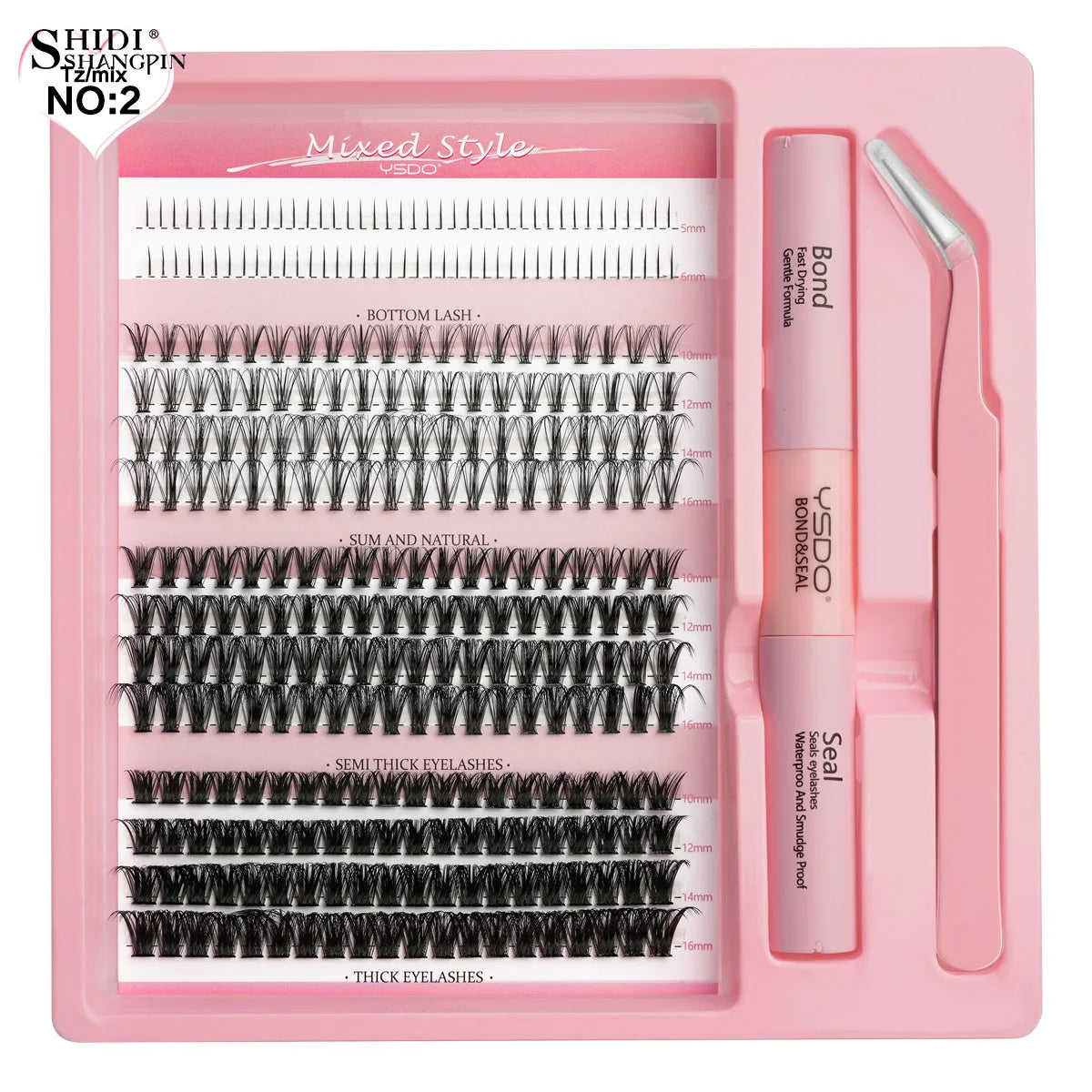 14/32 Rows Individual Lashes Kit Cluster Eyelash Diy Lash Extension Kit Cluster Lashes With Bond and Seal Glue Remover tweezer
