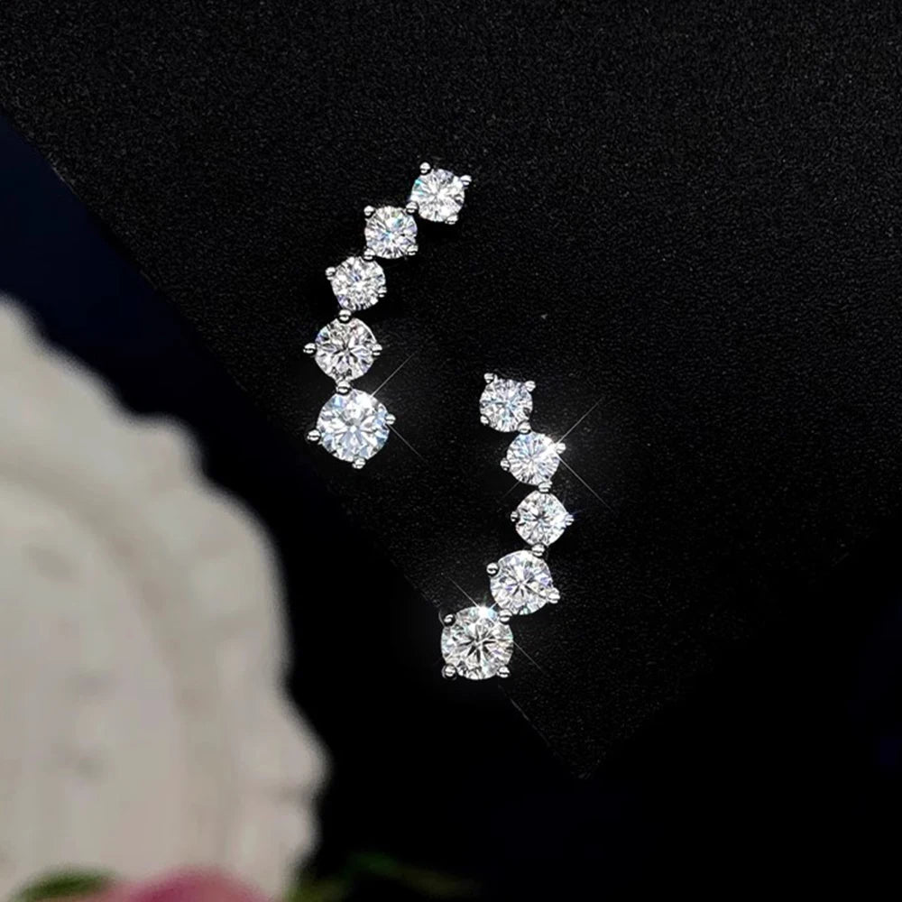 Real D Color Moissanite Diamond Earrings GRA Certified 925 Sterling Silver Sparkling Smile Stud Earrings for Women Jewelry Gift