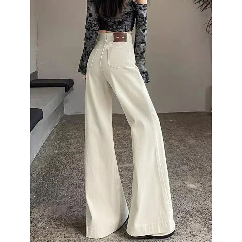 Trendy Flared Pants for Curvy Women, Plus Size Wide-Leg Jeans, Loose Fit 2025 A/W - Azara