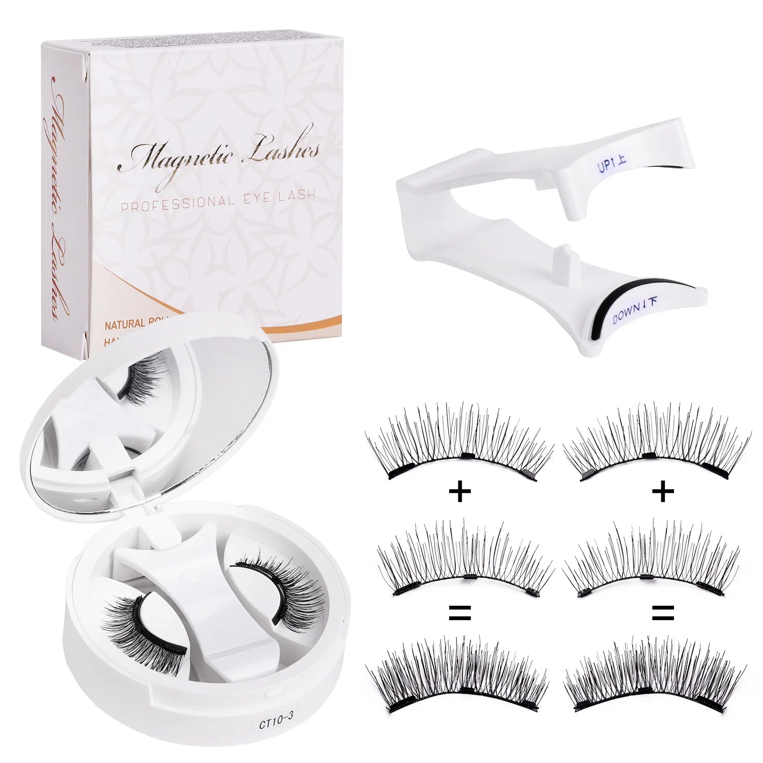 Magnetic Eyelashes Set Reusable Easy to use Eyelash Extension Tools Natural Curler False Eyelashes With Magnetic Tweezers