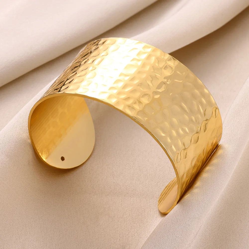 Vintage Irregular Bracelet For Women Stainless Steel Gold Color Open Cuff Bangles Exquisite Luxury Jewelry Gift pulseras bijoux