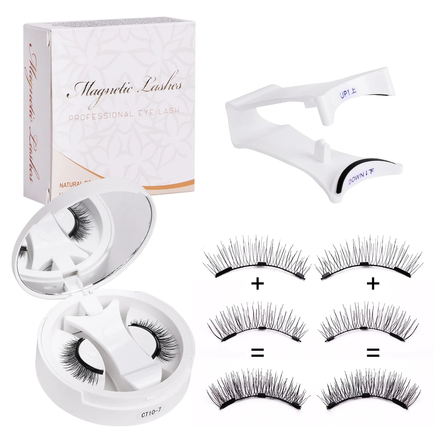 Magnetic Eyelashes Set Reusable Easy to use Eyelash Extension Tools Natural Curler False Eyelashes With Magnetic Tweezers